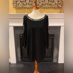 Susan Graver Beaded Cold Shoulder Top, NWT, size: 3X